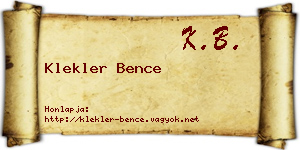 Klekler Bence névjegykártya